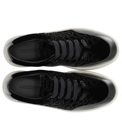 Emporio Armani Black Monogram Sneaker In Black