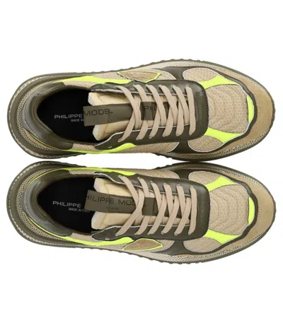 Philippe Model Olympique Neon Military Green Sneaker In Multi