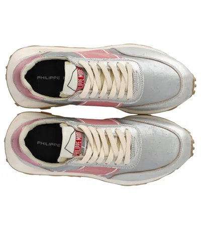 Philippe Model Tour Low Vintage Metal Argent Rose Sneaker