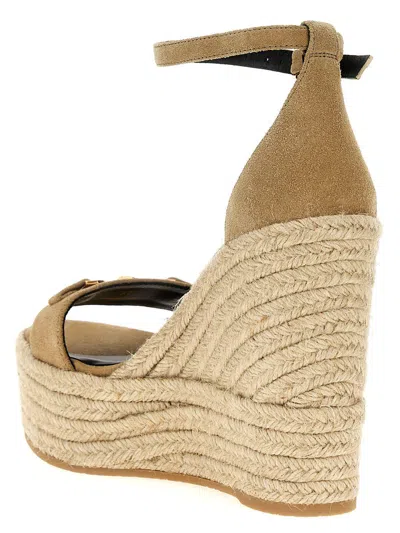 Versace Beige Wedges With Adjustable Buckle Closure And Medusa Plaque On The Front In Leather Woman