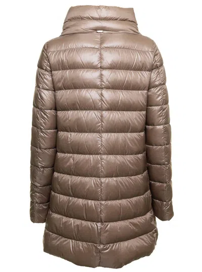 Herno Ameli Midi Down Jacket In Neutral