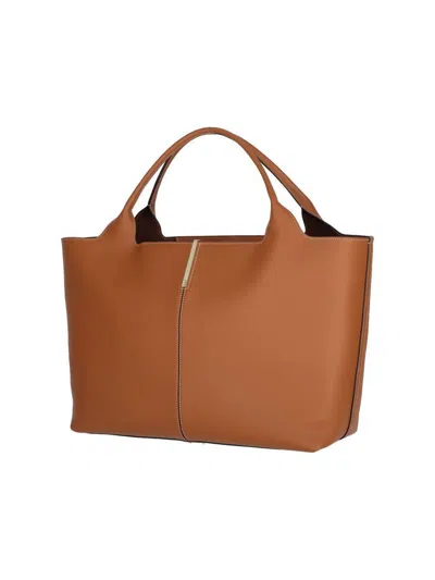 Tod's Brown Tote Bag With Magnetic Closure And Embossed Logo Detail In Leather Woman