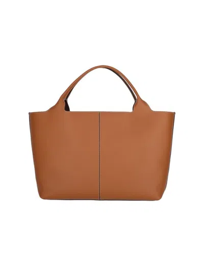 Tod's Brown Tote Bag With Magnetic Closure And Embossed Logo Detail In Leather Woman