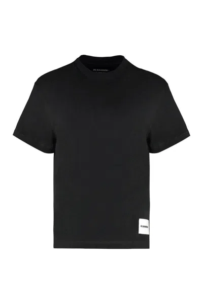 Jil Sander Confezione Da 3 T-shirt In Cotone Con Etichetta Logo In Black