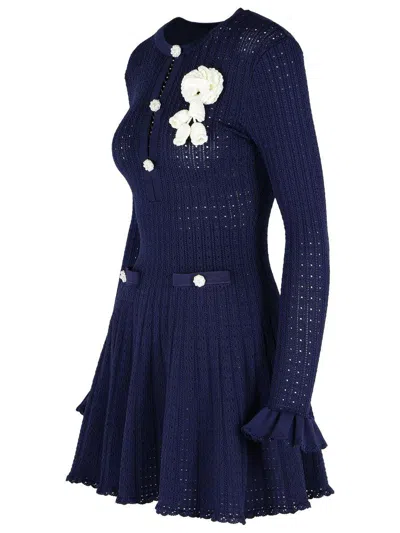 Self-portrait Self Portrait Women Perforated Knit Short Dress With Removable Lace Brooch