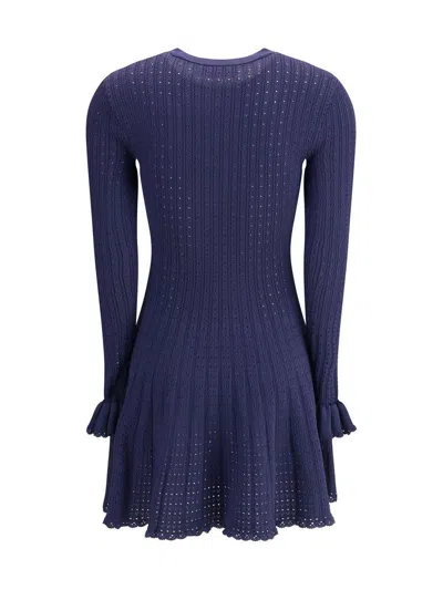 Self-portrait Self Portrait Women Perforated Knit Short Dress With Removable Lace Brooch