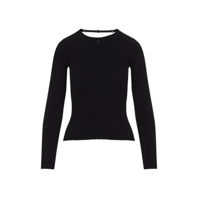 Courrèges Rib Knit Sweater With Bare Shoulders