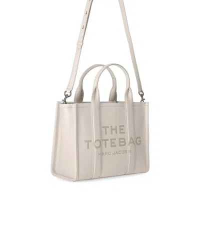 Marc Jacobs The Leather Medium Tote Cotton Handbag In Neutral