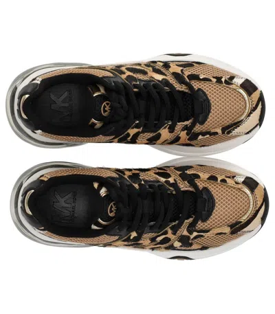 Michael Kors Leopard Printed Kit Extreme Mesh Trainers In Brown