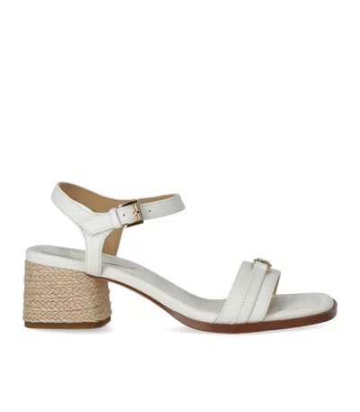 Michael Kors Mandy Sandal In White Leather With Ute Heel