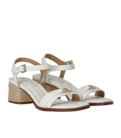 Michael Kors Mandy Sandal In White Leather With Ute Heel