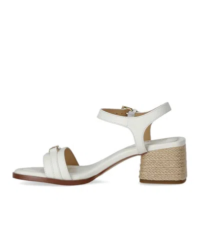 Michael Kors Mandy Sandal In White Leather With Ute Heel
