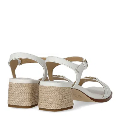Michael Kors Mandy Sandal In White Leather With Ute Heel