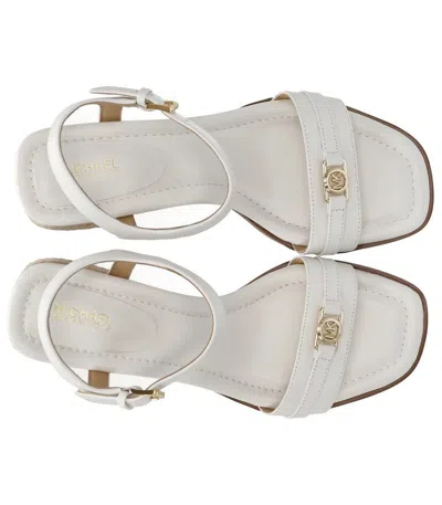 Michael Kors Mandy Sandal In White Leather With Ute Heel