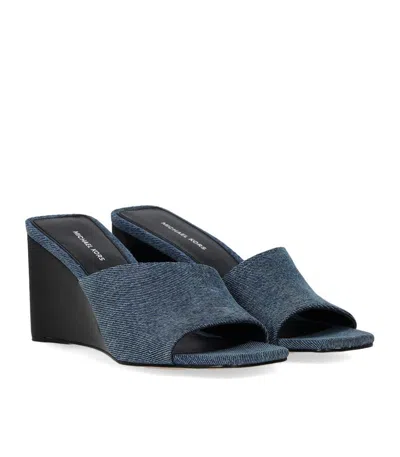 Michael Kors Merriam Wedge In Jeans Fabric In Blue