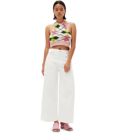 Ganni White Cropped Jeans In White