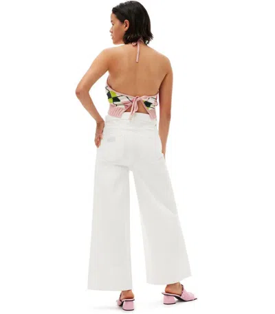 Ganni White Cropped Jeans In White