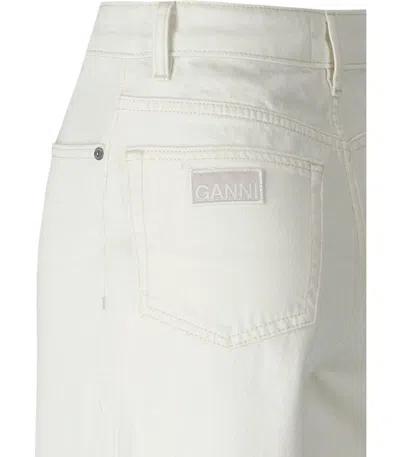 Ganni White Cropped Jeans In White