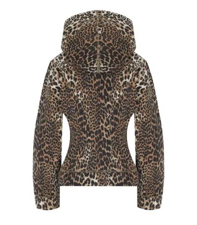 Ganni Fitted Organic Cotton Animal Print Hoodie In Animal Print