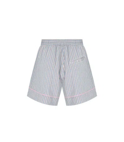 Ganni Soft Chambray Striped Shorts In Blue
