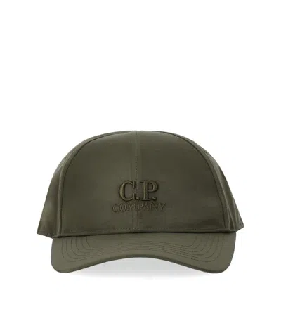 C.p. Company Green Baseball Cap With Logo Embroidered On The Front In Cotton Man