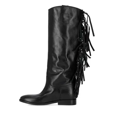 Strategia Black Fringed Boot In Black