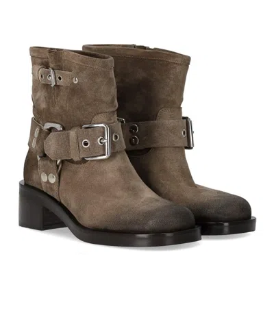 Strategia Beige Biker Boot In Brown