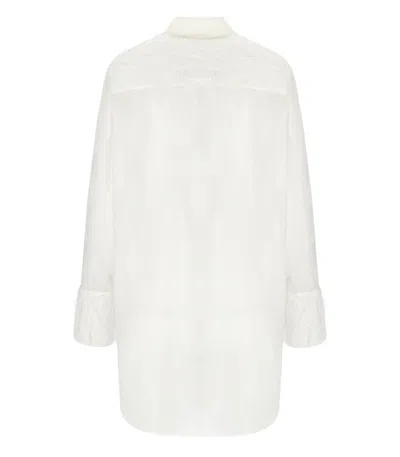 Federica Tosi Embroidered Fringe White Shirt With Leaf Motif In White