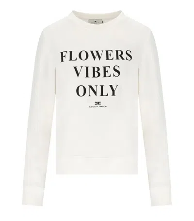 Elisabetta Franchi Ivory Sweatshirt With Logo Lettering In White