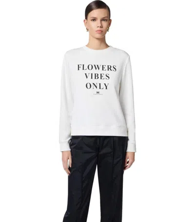 Elisabetta Franchi Ivory Sweatshirt With Logo Lettering In White