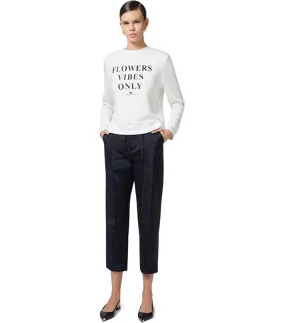 Elisabetta Franchi Ivory Sweatshirt With Logo Lettering In White
