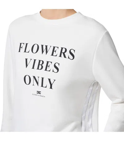 Elisabetta Franchi Ivory Sweatshirt With Logo Lettering In White