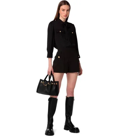 Elisabetta Franchi Black Shirt With Bow In Black