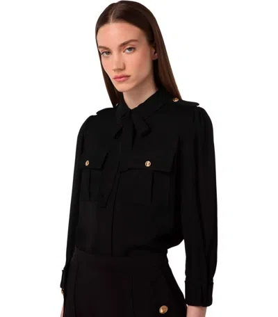 Elisabetta Franchi Black Shirt With Bow In Black