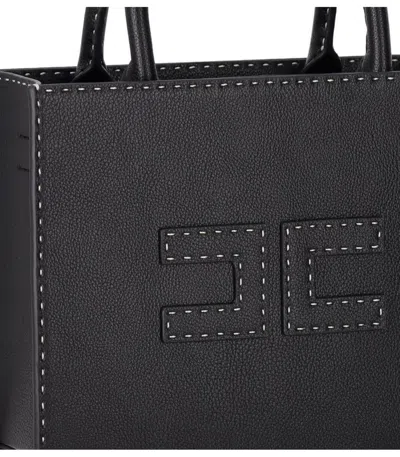 Elisabetta Franchi Borsa Tote Nera Piccola Con Impunture A Contrasto