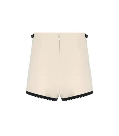 Elisabetta Franchi Multicolor High-waisted Shorts With Scalloped Hem In Neutral