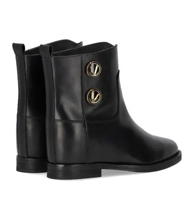 Via Roma 15 Santa Monica Black Ankle Boot With Buttons In Black