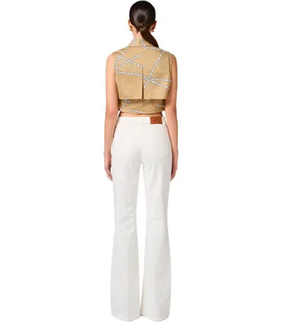 Elisabetta Franchi Ivory Cotton Jeans In White