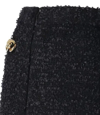 Elisabetta Franchi Tweed Shorts With Logo Chain