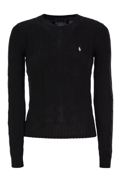 Polo Ralph Lauren Slim-fit Cable Knit In Black