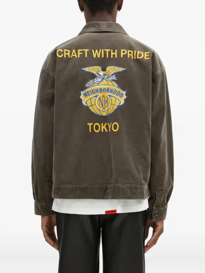 Neighborhood Leather Jacket In Gray