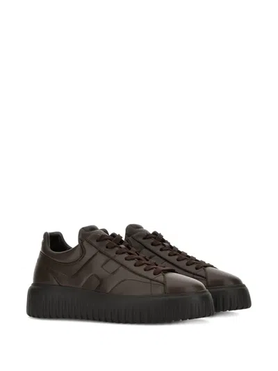 Hogan H-stripes Allacciato H Sneakers In Brown