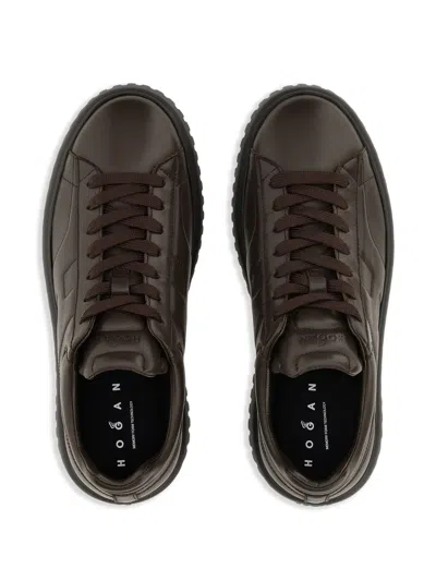 Hogan H-stripes Allacciato H Sneakers In Brown