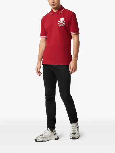 Philipp Plein Skull-and-bones Polo Shirt In Red