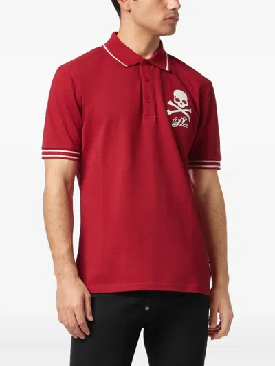 Philipp Plein Skull-and-bones Polo Shirt In Red