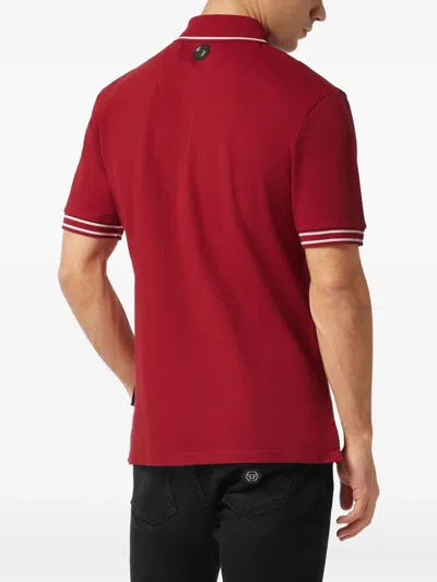 Philipp Plein Skull-and-bones Polo Shirt In Red