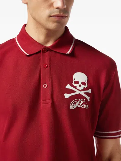 Philipp Plein Skull-and-bones Polo Shirt In Red