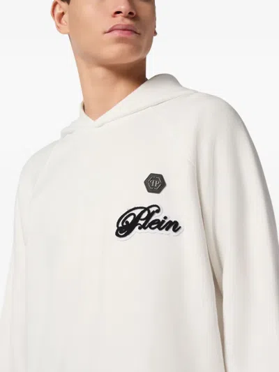 Philipp Plein Logo-patch Hoodie In Neutral