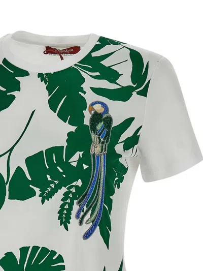 Max Mara Won Crystal Embellished Parrot T-shirt In White