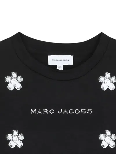 Marc Jacobs Floral-embroidered Cropped T-shirt In Black